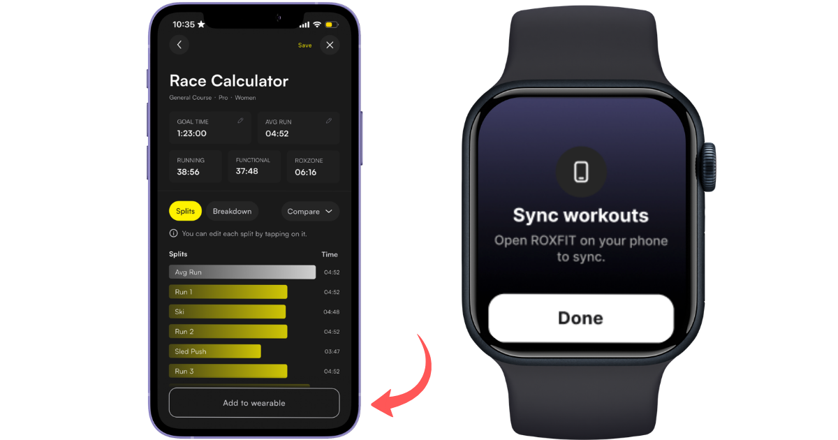 Race Calculator Add pacing to wearable, and Apple Watch Sync workouts prompt