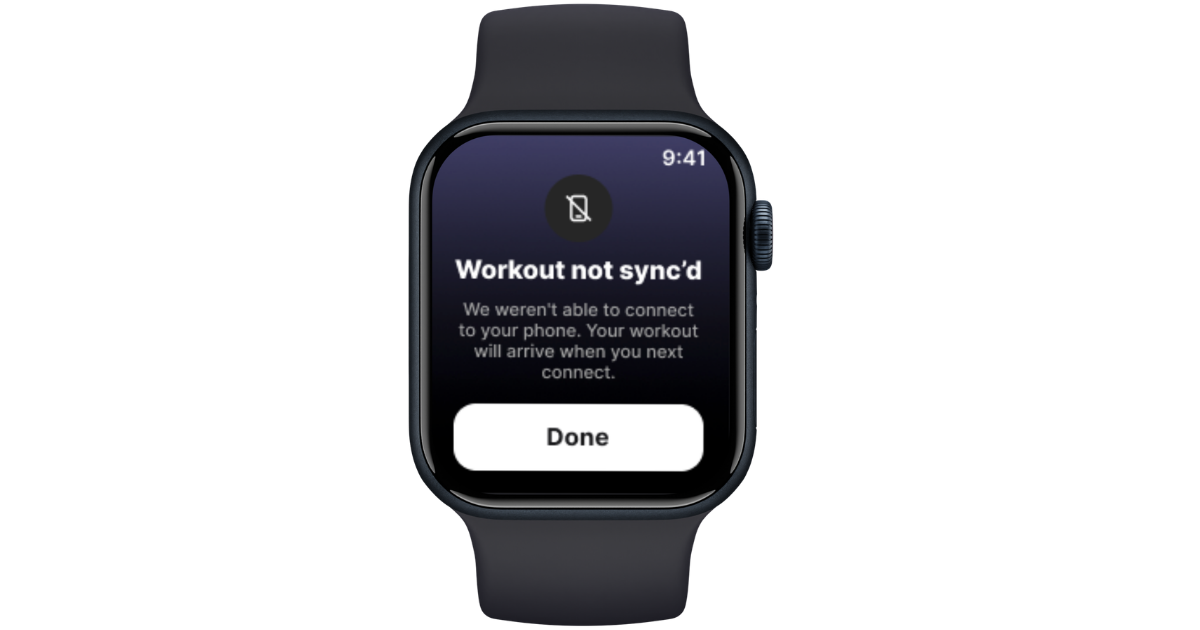 Apple Watch Workout not sync'd state