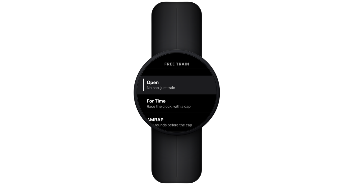 Garmin watch Free Train block picker