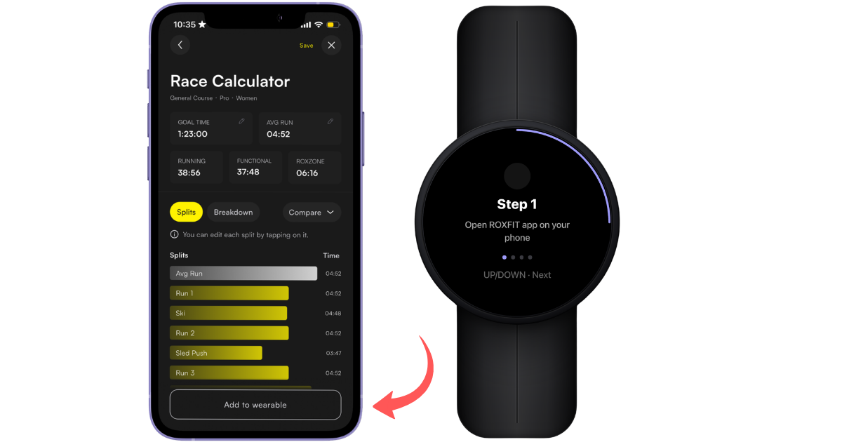 Race Calculator Add pacing to wearable, and Garmin onboarding Step 1