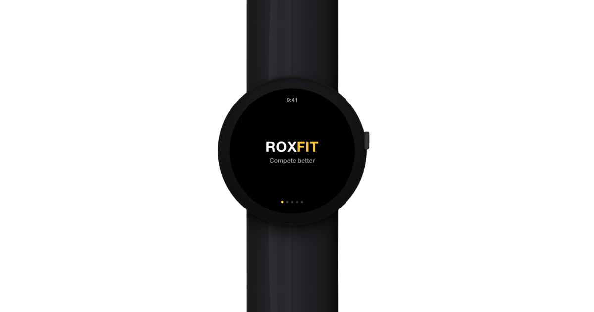 ROXFIT splash screen on a Wear OS watch
