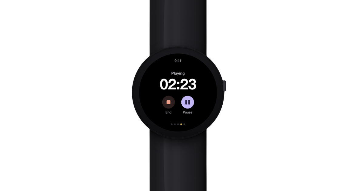 Wear OS watch mid-workout with Pause and End controls